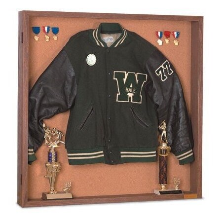 United Visual Products Wood Framed 4" Display Case, 36"x36", Waln, UVMCS3636-WALNUT-BLACK UVMCS3636-WALNUT-BLACK